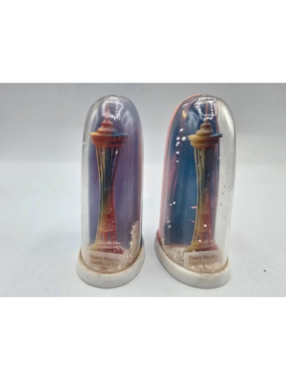 Vintage plastic Seattle Space Needle souvenir snow domes